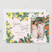 Save The Date Mariage Fleur Citron Méditerranéen - Enregistrer l (Devant)