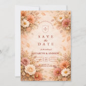 Save The Date Mariage Fleur d'Automne Élégant (Devant)