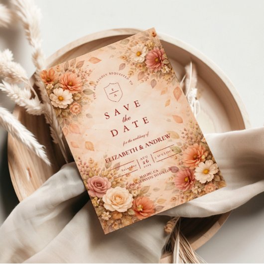 Save The Date Mariage Fleur d'Automne Élégant