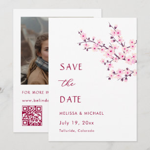 Save The Date Mariage Fleur de Cerisier Enregistrez la Date