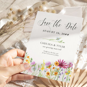 Save The Date Mariage Fleur de Champ Fleurs et Photo