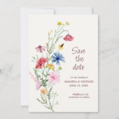 Save The Date Mariage Fleur de Champ Floral et Photo (Devant)