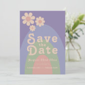 Save The Date Mariage Fleur de Daisy Rétro Moderne (Debout devant)
