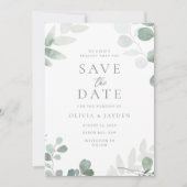 Save The Date Mariage Fleur de Feuille Verte (Devant)