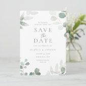 Save The Date Mariage Fleur de Feuille Verte (Debout devant)
