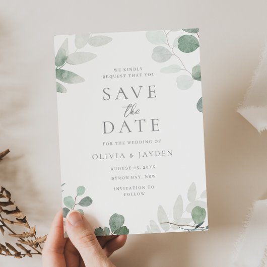 Save The Date Mariage Fleur de Feuille Verte