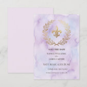 Save The Date Mariage Fleur De Lis Violet (Devant / Derrière)