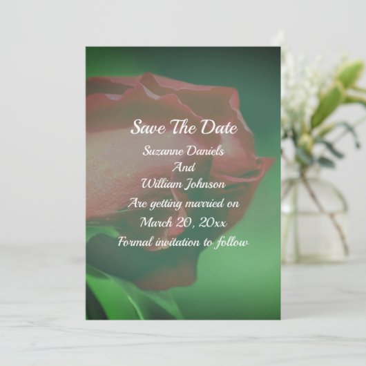 Save The Date Mariage Fleur de Rosier Rouge  (Debout devant)