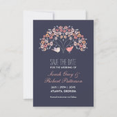 Save The Date Mariage Fleur Inséparables Bleu Marine Enregistrer (Devant)