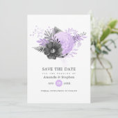 Save The Date Mariage Fleur Lilac et Charbon (Debout devant)