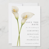 Save The Date Mariage Fleur Moderne de Lys Calla Blanc (Devant)