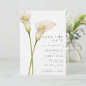 Save The Date Mariage Fleur Moderne de Lys Calla Blanc (Debout devant)