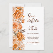 Save The Date Mariage Fleur Orange Rose Photo Personnalisée (Devant)