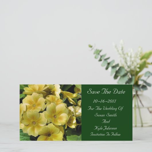 Save The Date Mariage Fleur Primrose Jaune Enregistrer La Date (Debout devant)