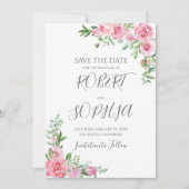 Save The Date Mariage Fleur Rose Blush (Devant)