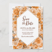 Save The Date Mariage Fleur Rose Orange (Devant)