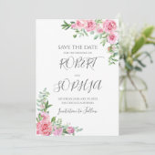 Save The Date Mariage Fleur Rose Pâle (Debout devant)