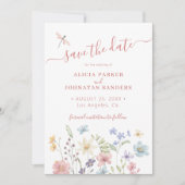 Save The Date Mariage fleur sauvage Boho (Devant)