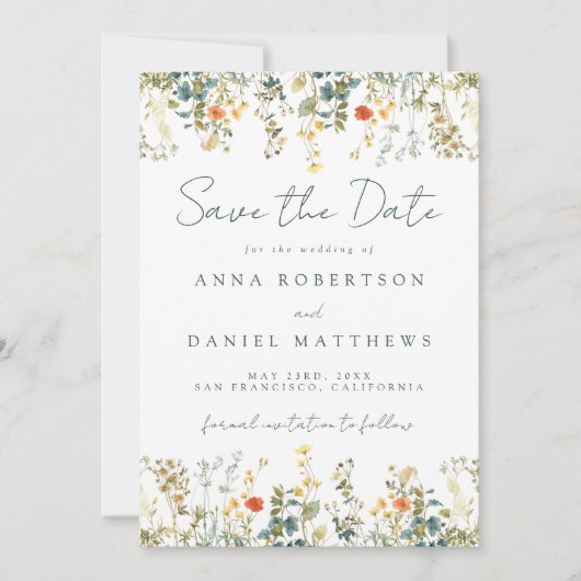 Save The Date Mariage Fleur sauvage Boho (Devant)