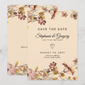 Save The Date Mariage Fleur sauvage Boho d'automne (Devant / Derrière)