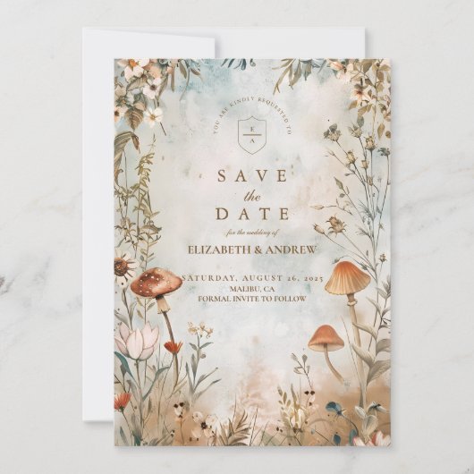 Save The Date Mariage Fleur sauvage Boho Mushroom (Devant)