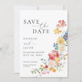 Save The Date Mariage Fleur sauvage coloré (Devant)