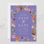 Save The Date Mariage Fleur sauvage couleur aquarelle (Devant)