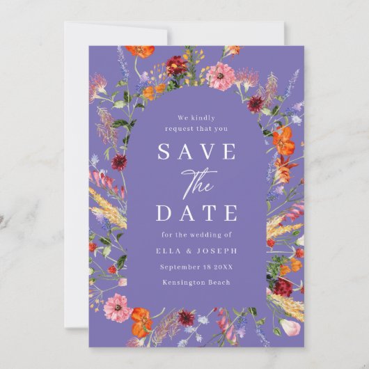 Save The Date Mariage Fleur sauvage couleur aquarelle (Devant)