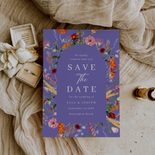 Save The Date Mariage Fleur sauvage couleur aquarelle