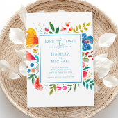 Save The Date Mariage Fleur sauvage couleur aquarelle