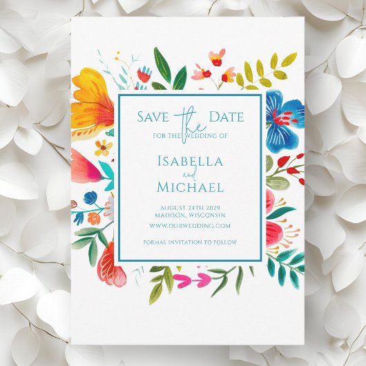 Save The Date Mariage Fleur sauvage couleur aquarelle