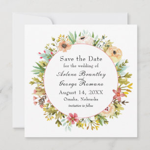 Save The Date Mariage Fleur sauvage d'aquarelle