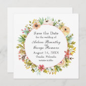 Save The Date Mariage Fleur sauvage d'aquarelle (Devant / Derrière)