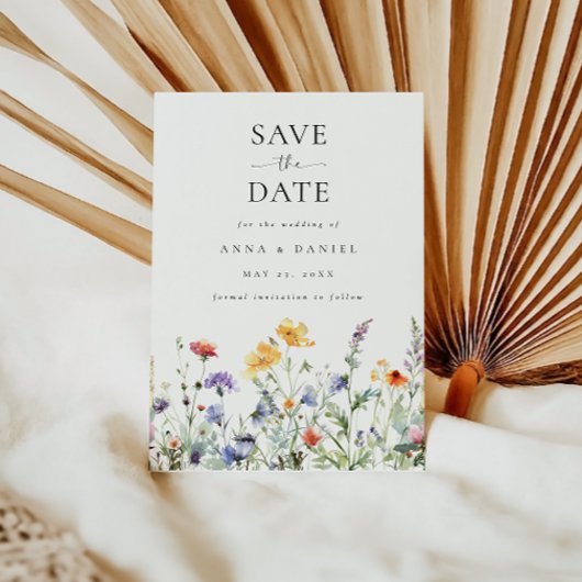Save The Date Mariage Fleur sauvage d'aquarelle dynamique
