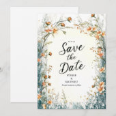 Save The Date Mariage Fleur sauvage de fleurs unique (Devant / Derrière)