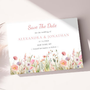 Save The Date Mariage Fleur sauvage de luxe Dusty Pink
