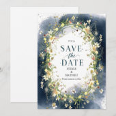 Save The Date Mariage Fleur sauvage de script nature (Devant / Derrière)