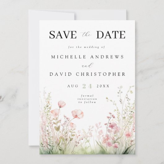 Save The Date Mariage Fleur sauvage Delicate (Devant)