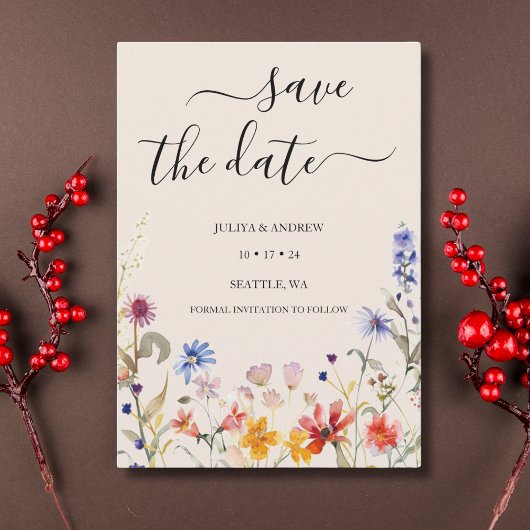 Save The Date Mariage fleur sauvage élégant