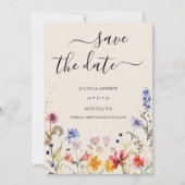 Save The Date Mariage fleur sauvage élégant (Devant)