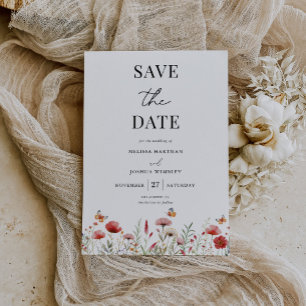 Save The Date Mariage Fleur sauvage Elegant Boho