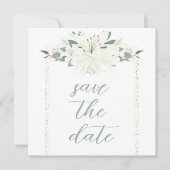 Save The Date Mariage Fleur sauvage élégant Charm Green (Devant)
