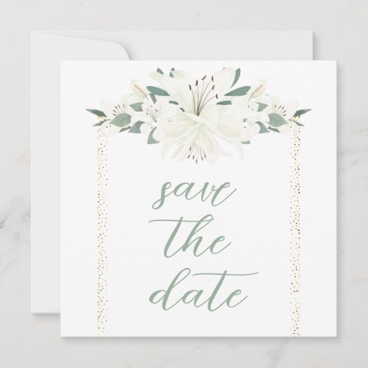 Save The Date Mariage Fleur sauvage élégant Charm Green (Devant)