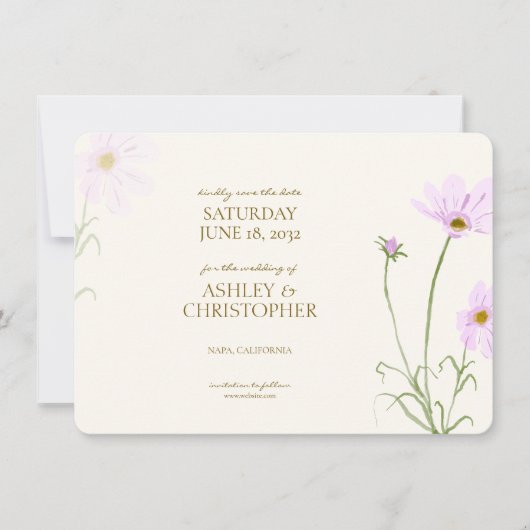 Save The Date Mariage Fleur sauvage élégant Lavender Spring (Devant)