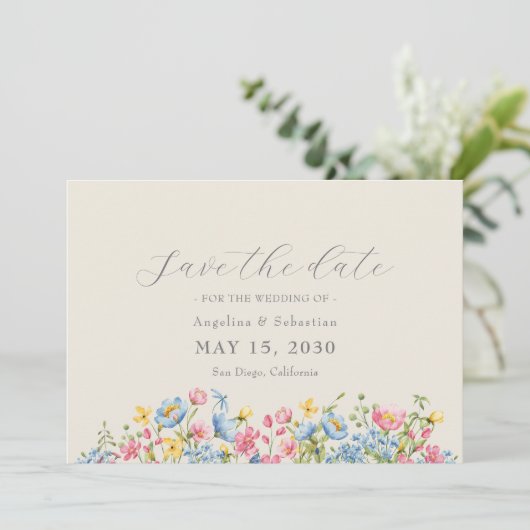 Save The Date Mariage fleur sauvage Enregistrer La Date (Debout devant)