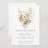 Save The Date Mariage fleur sauvage | Ivory Flat Enregistrer La  (Devant / Derrière)
