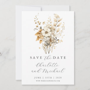 Save The Date Mariage fleur sauvage Ivory Flat Enregistrer La