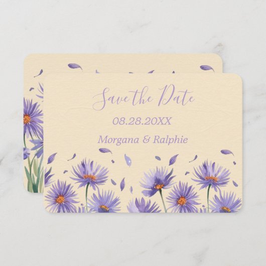 Save The Date Mariage Fleur sauvage Lavender Bloom (Devant / Derrière)