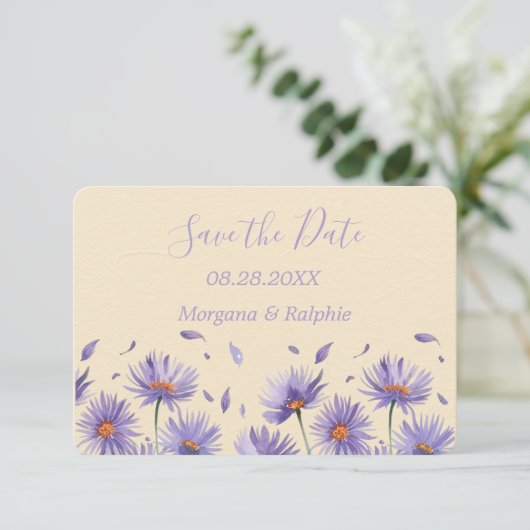 Save The Date Mariage Fleur sauvage Lavender Bloom (Debout devant)