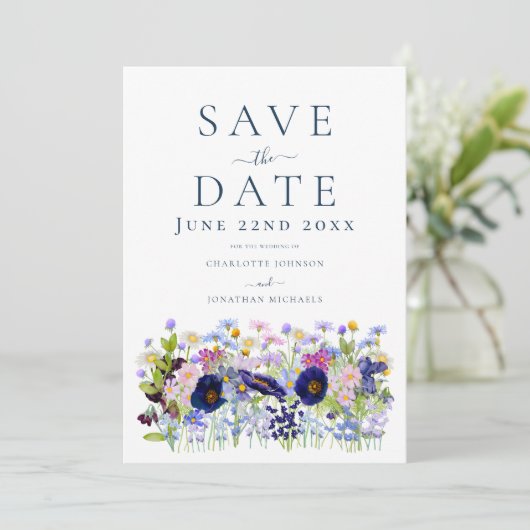 Save The Date Mariage Fleur sauvage moderne (Debout devant)